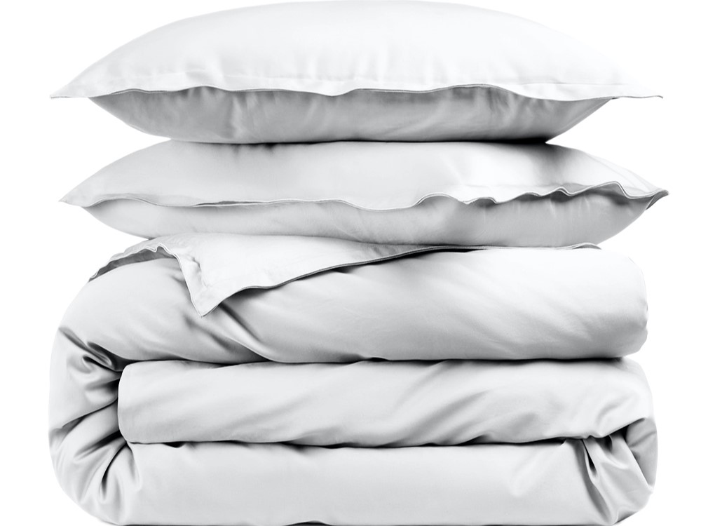 Housse de couette une place blanche en percale de coton